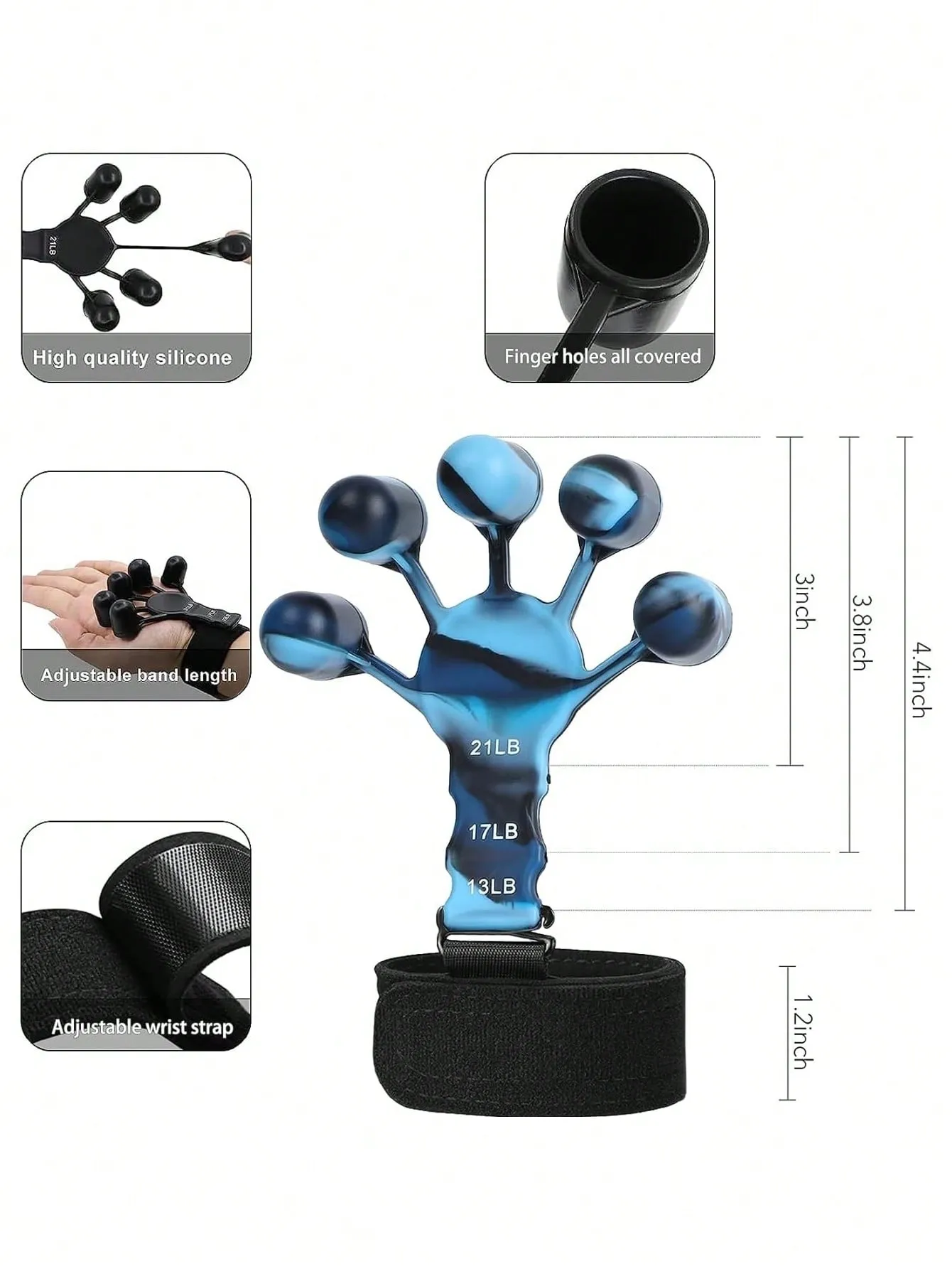 2pcs/set Upgraded 6 Level Adjustable Finger Strength Trainer