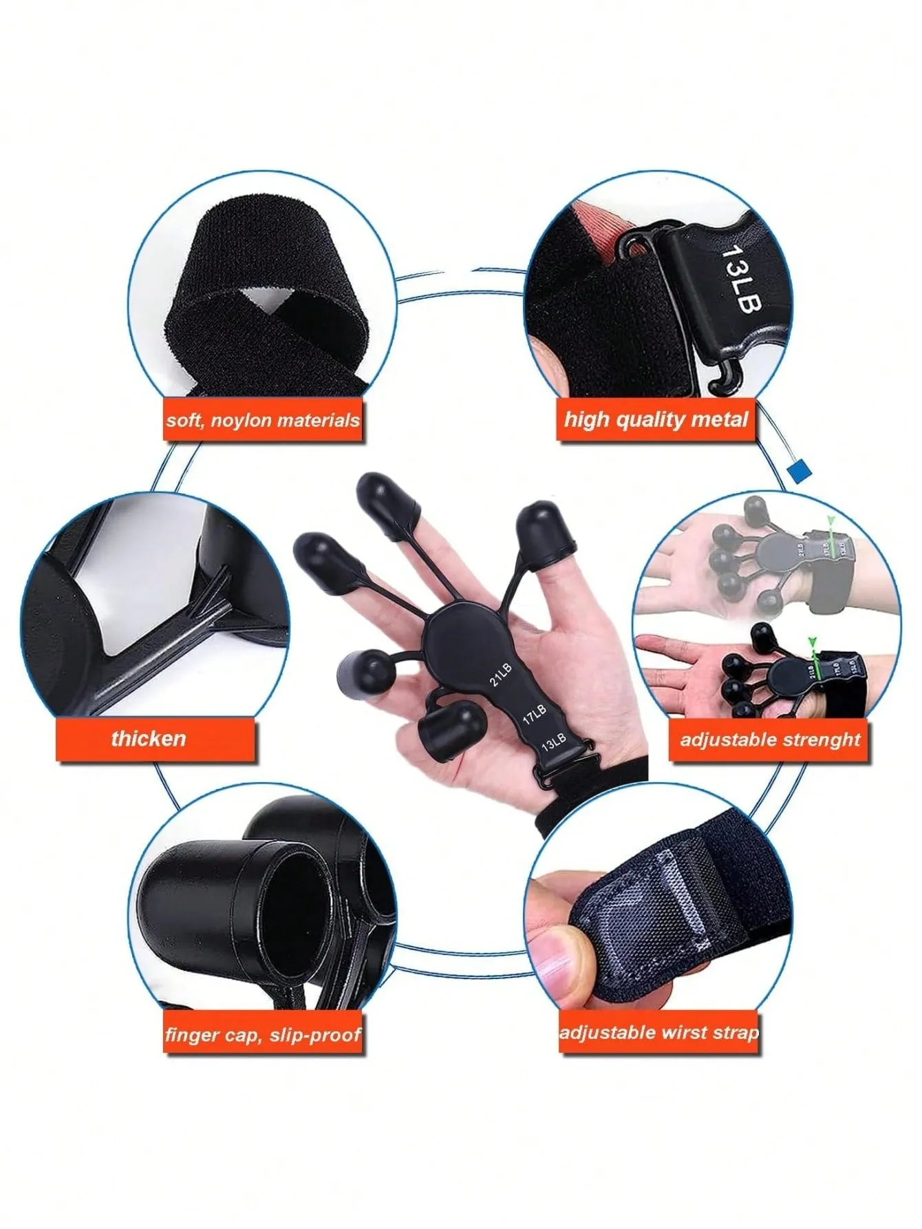 2pcs/set Upgraded 6 Level Adjustable Finger Strength Trainer