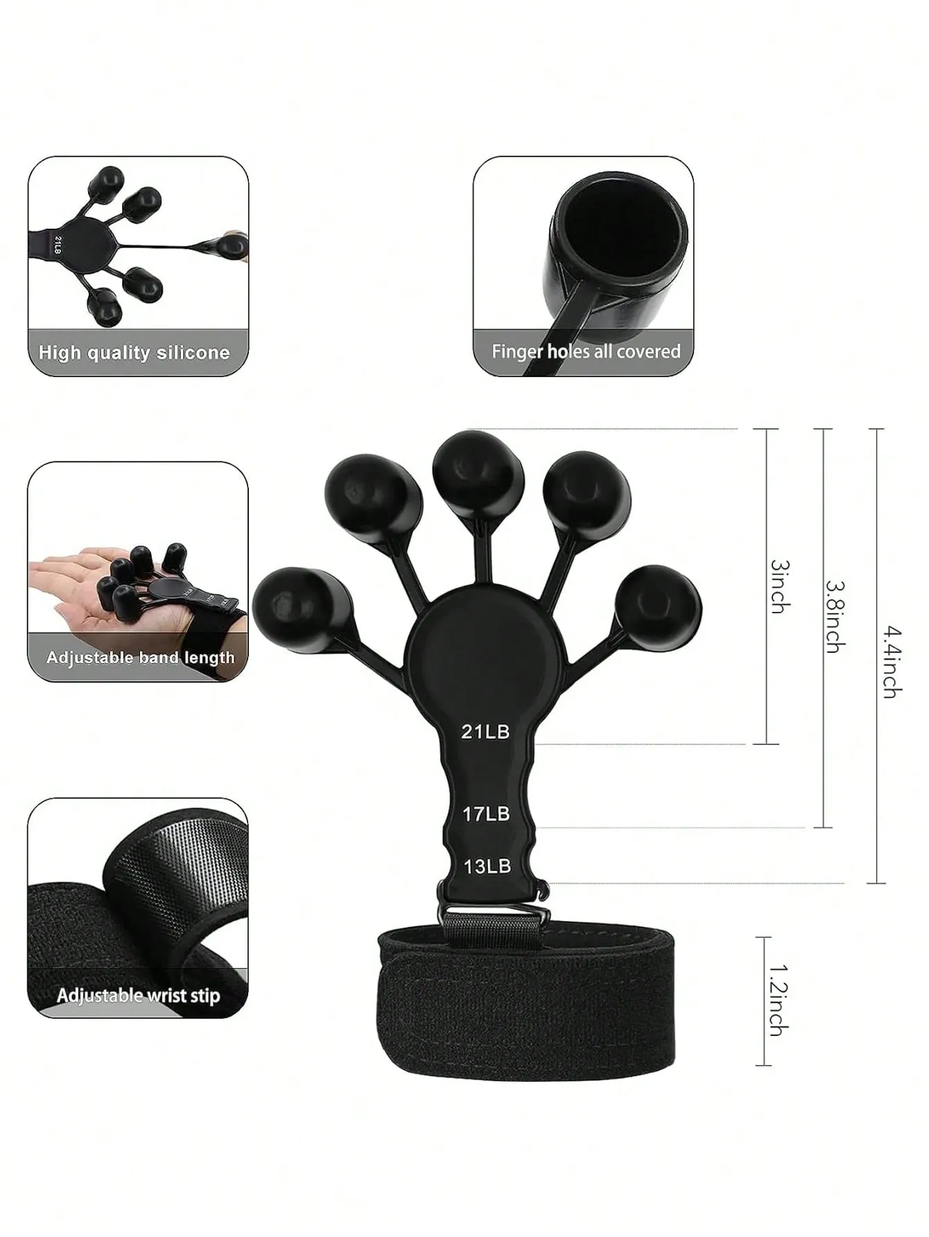 2pcs/set Upgraded 6 Level Adjustable Finger Strength Trainer