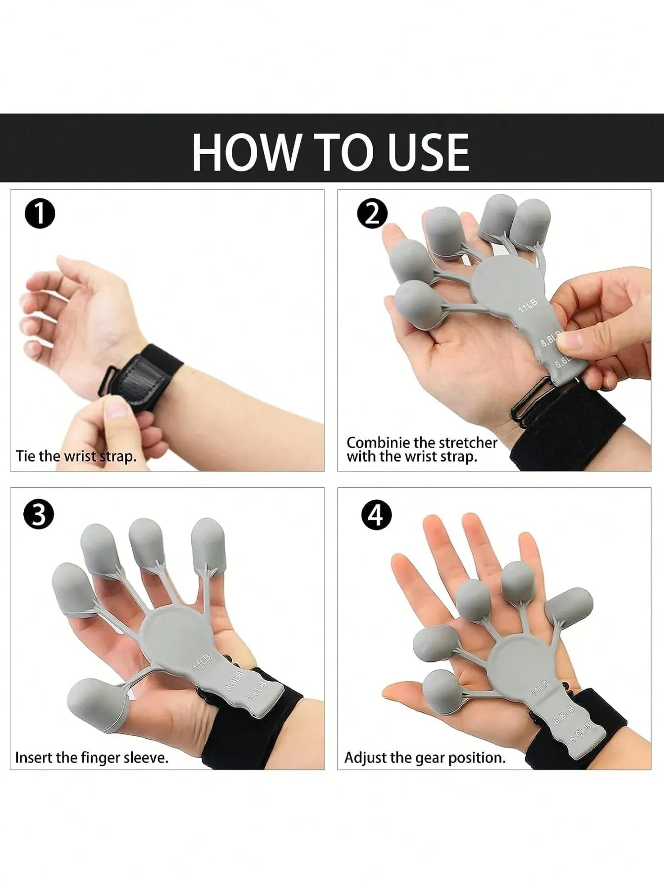 2pcs/set Upgraded 6 Level Adjustable Finger Strength Trainer