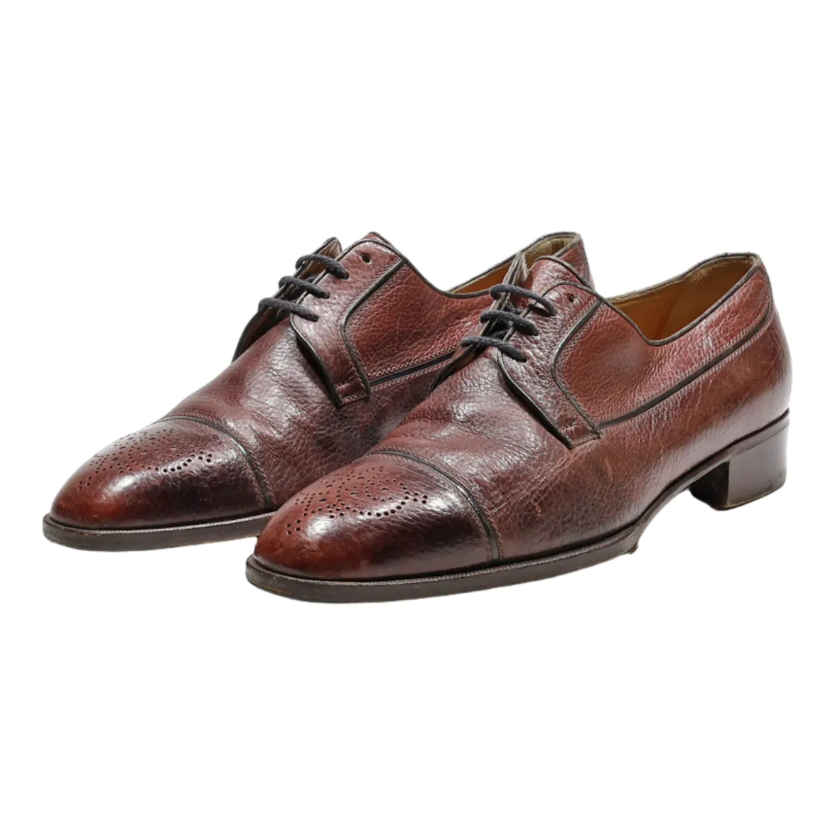 A TESTONI Derby Shoes Brown Leather Mens UK 7.5