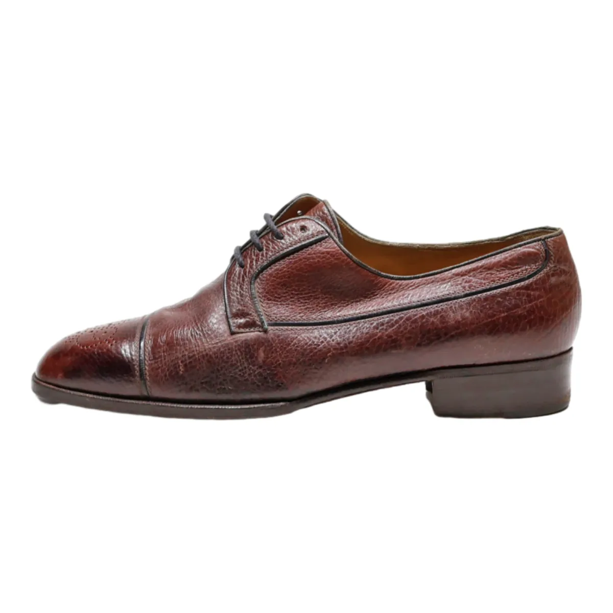 A TESTONI Derby Shoes Brown Leather Mens UK 7.5