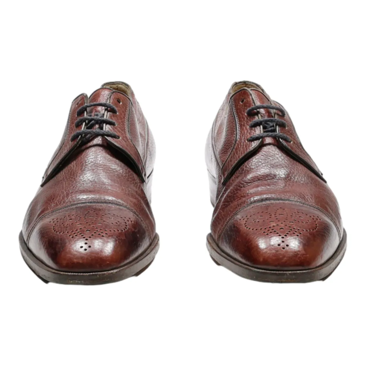 A TESTONI Derby Shoes Brown Leather Mens UK 7.5