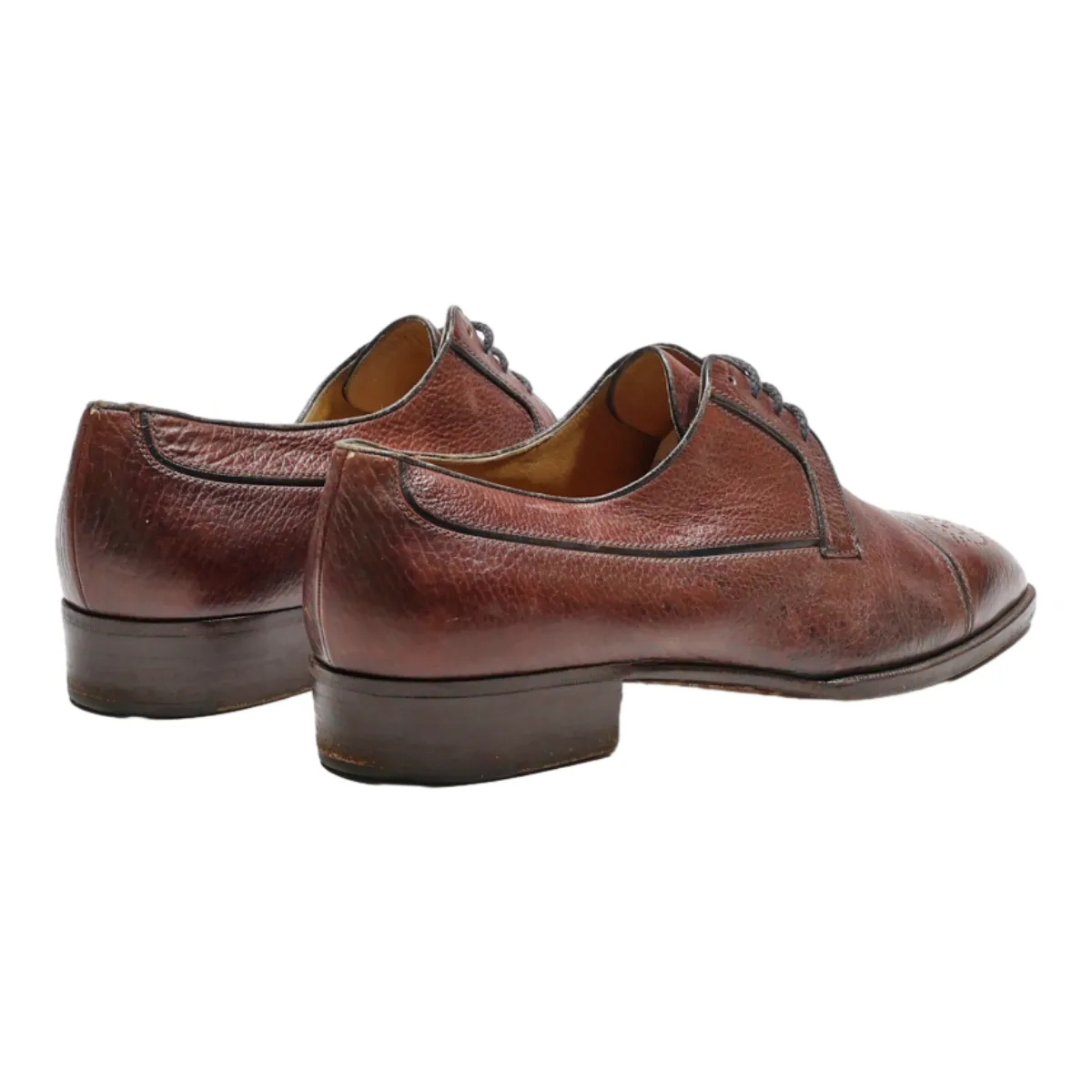 A TESTONI Derby Shoes Brown Leather Mens UK 7.5