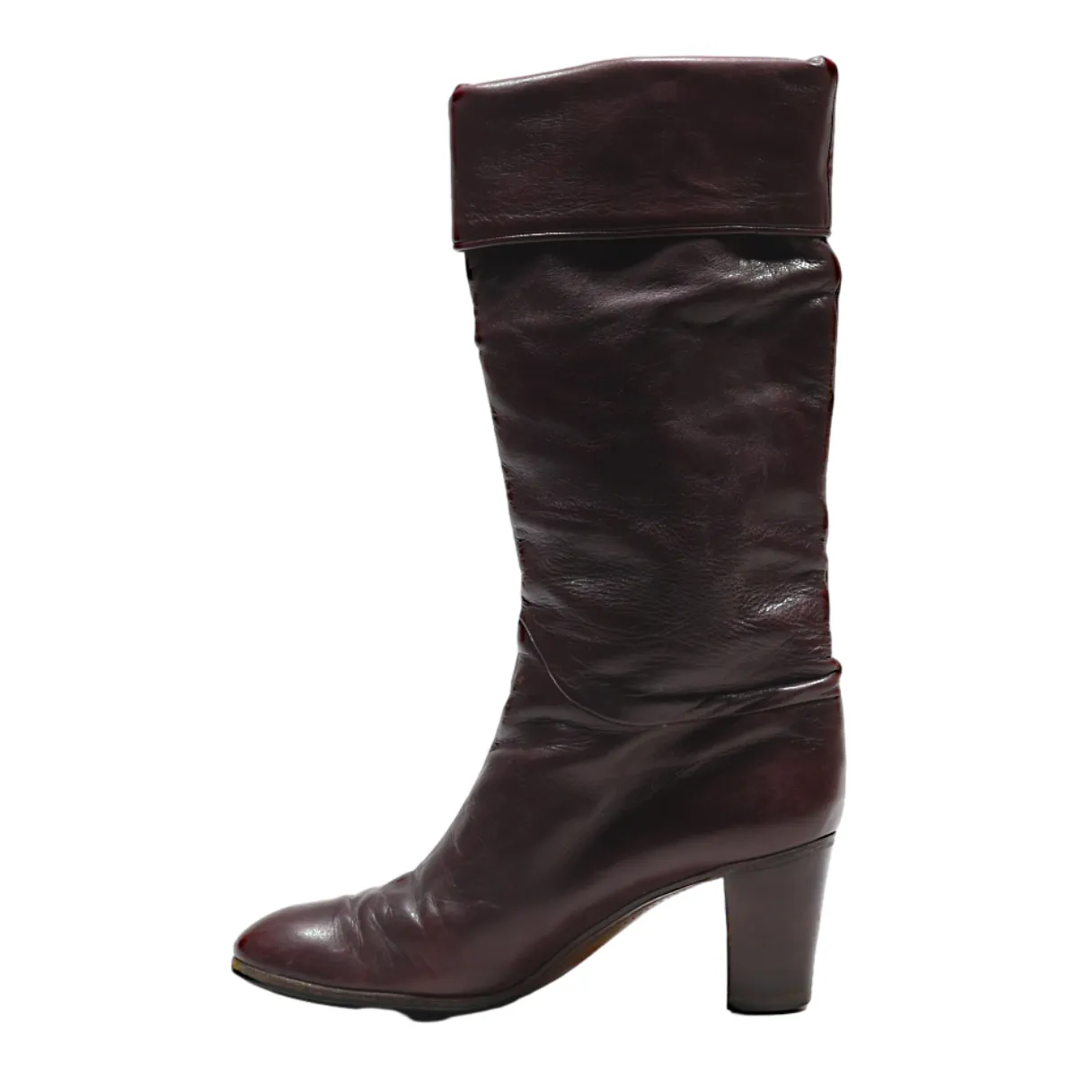 A. TESTONI High Boots Maroon Leather Womens UK 3.5