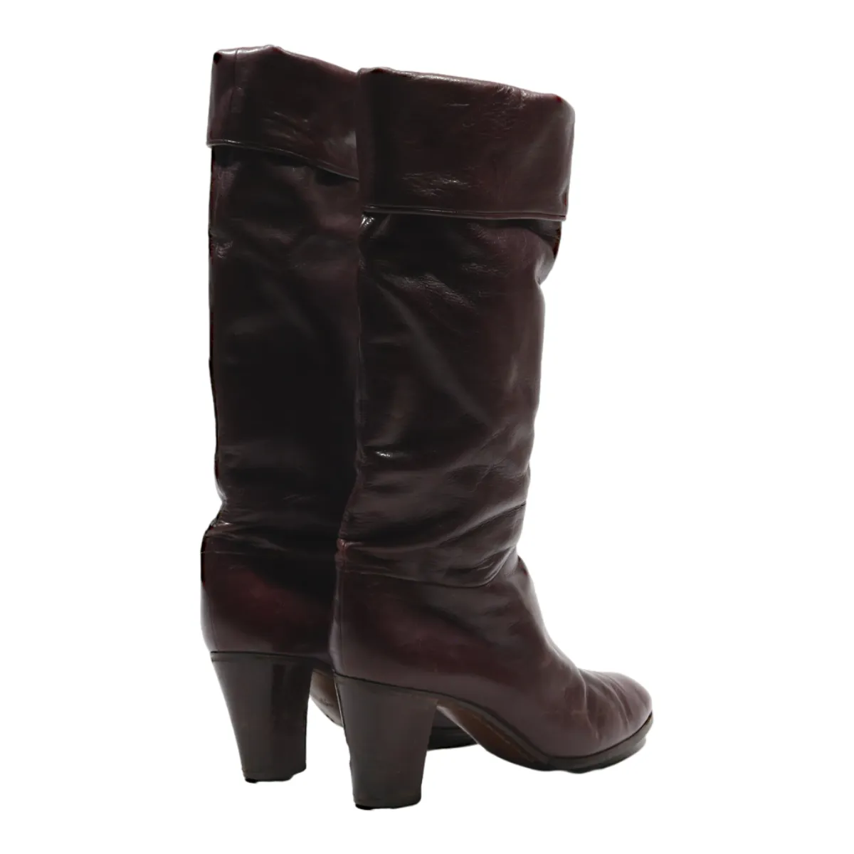 A. TESTONI High Boots Maroon Leather Womens UK 3.5