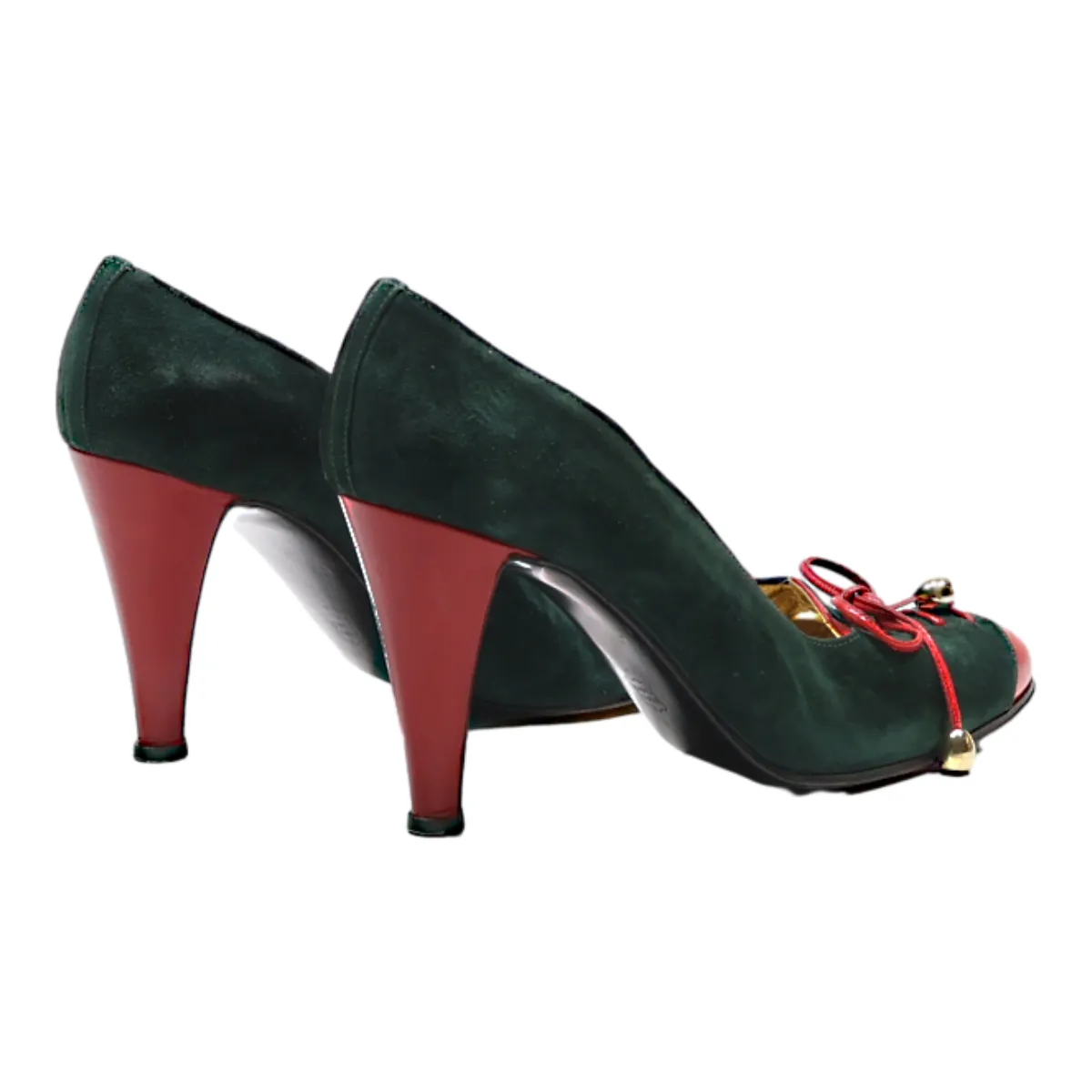 ALLAFNESE Pump Heels Green Suede Womens UK 4