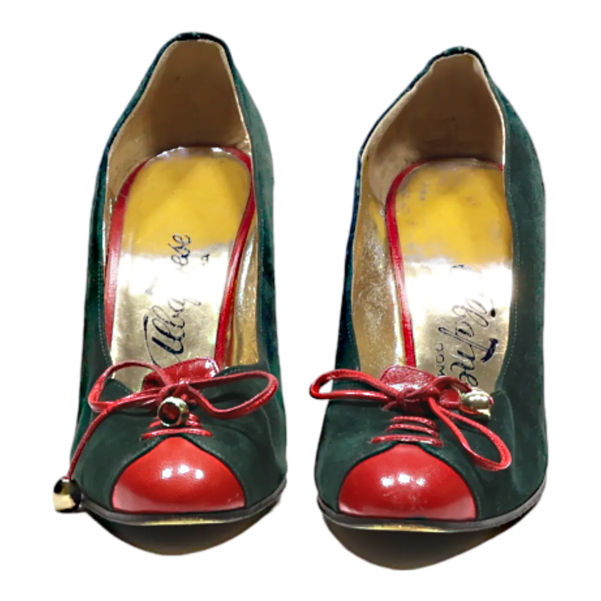 ALLAFNESE Pump Heels Green Suede Womens UK 4