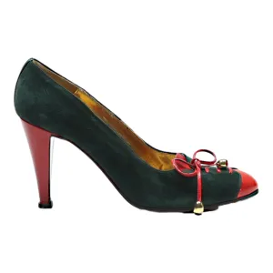 ALLAFNESE Pump Heels Green Suede Womens UK 4