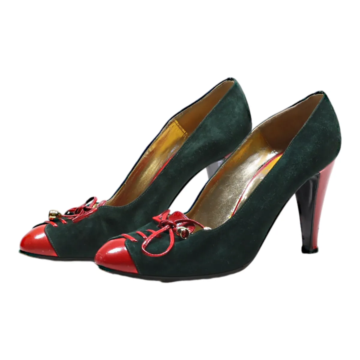 ALLAFNESE Pump Heels Green Suede Womens UK 4