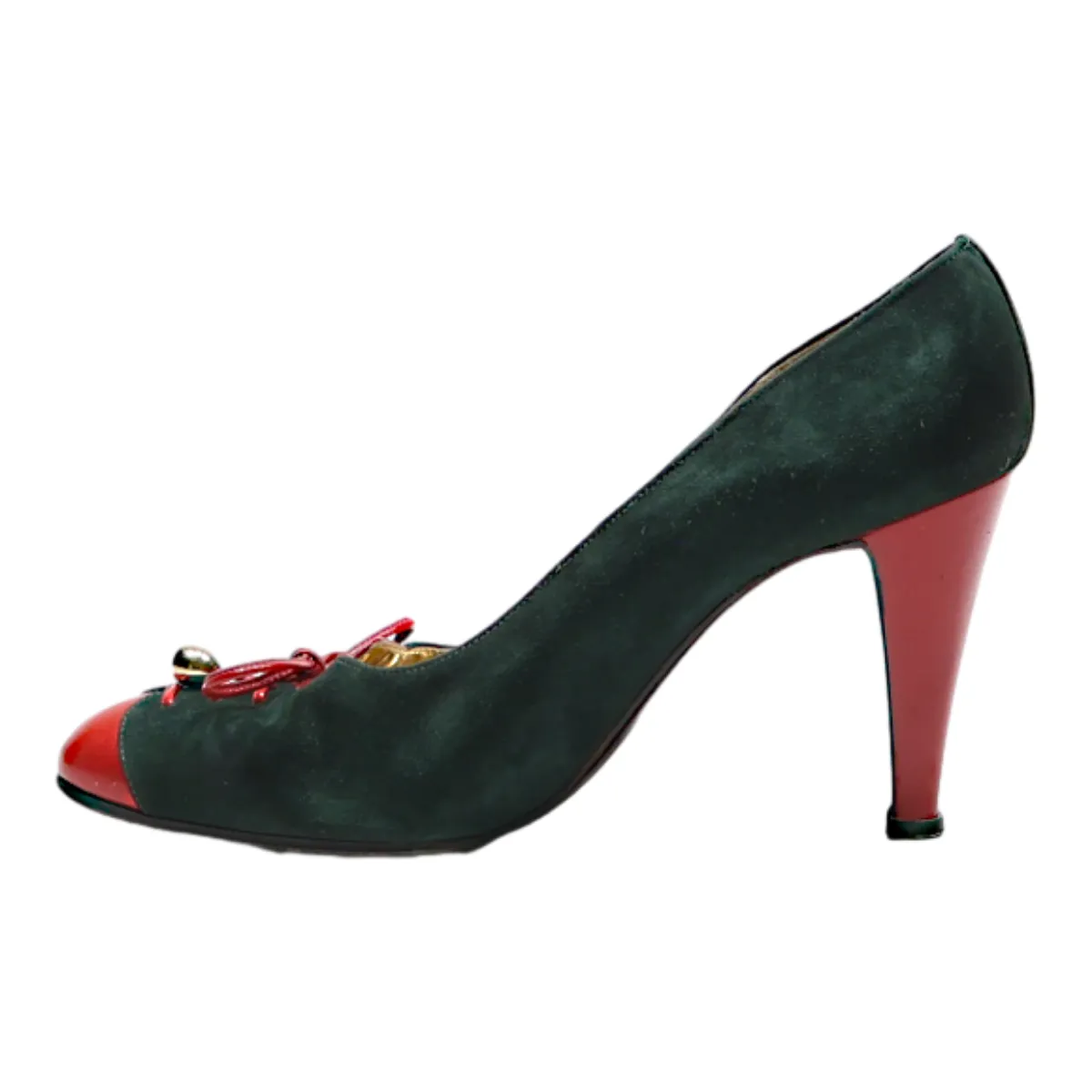 ALLAFNESE Pump Heels Green Suede Womens UK 4