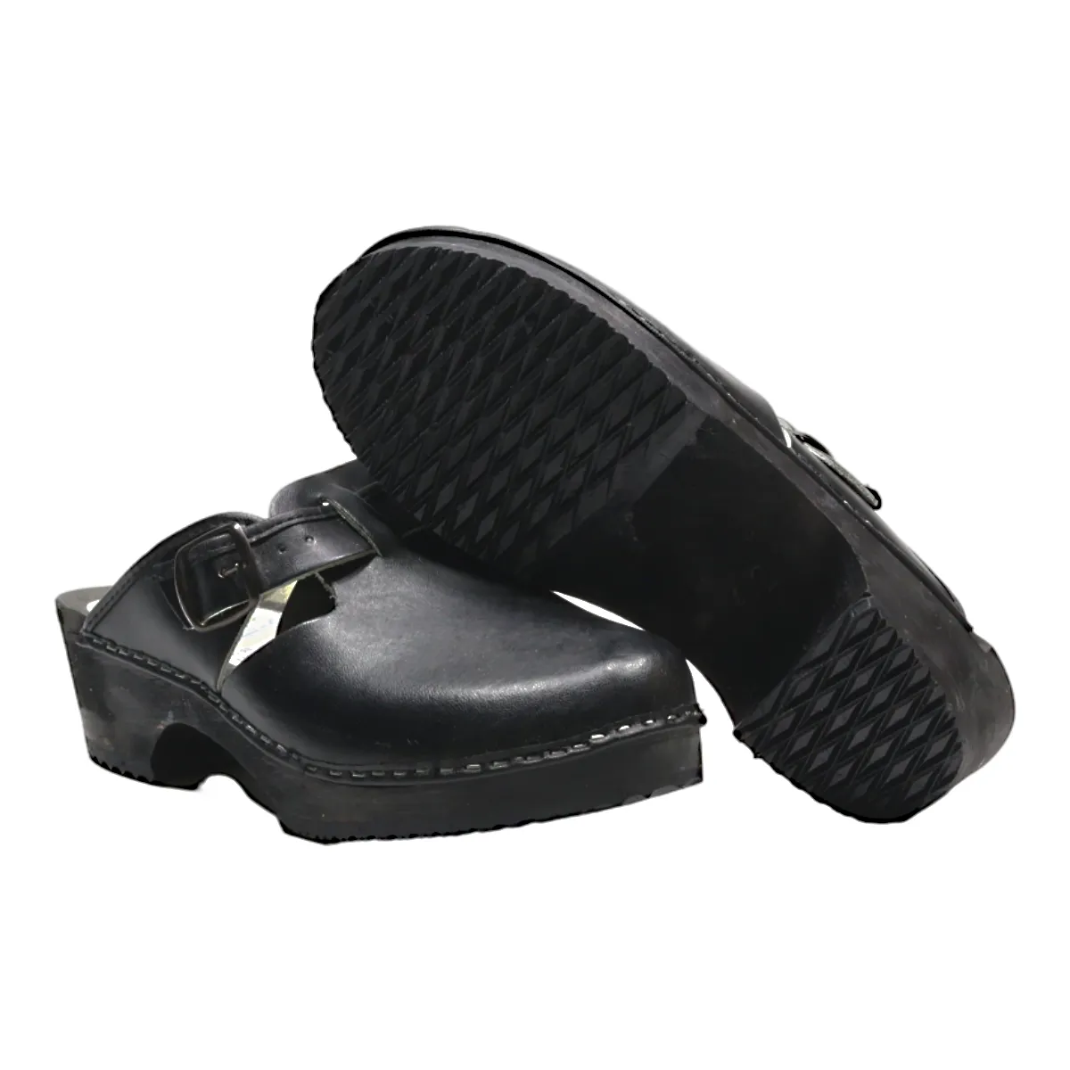 AM TOFFELN Clog Shoes Black Leather Womens UK 9