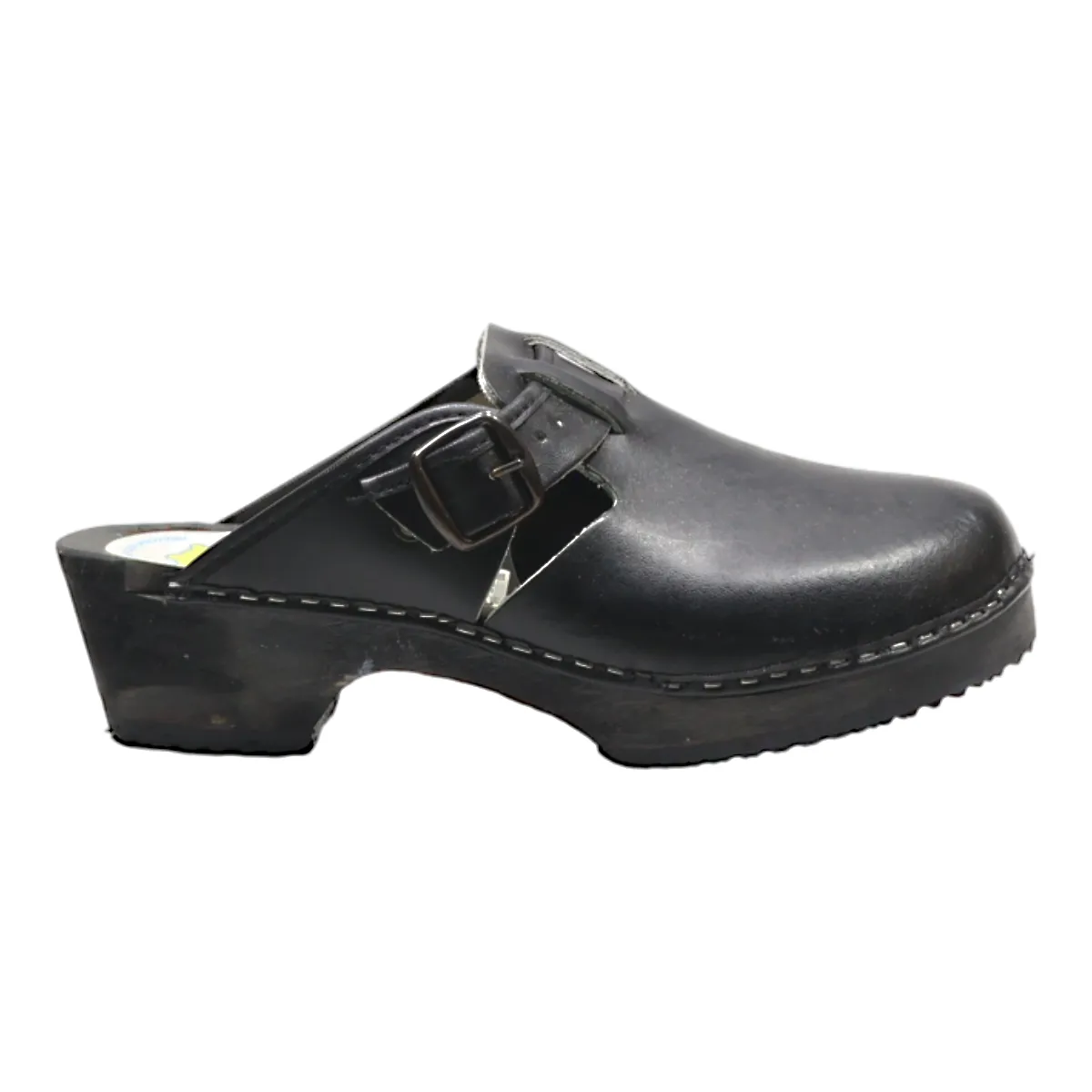 AM TOFFELN Clog Shoes Black Leather Womens UK 9