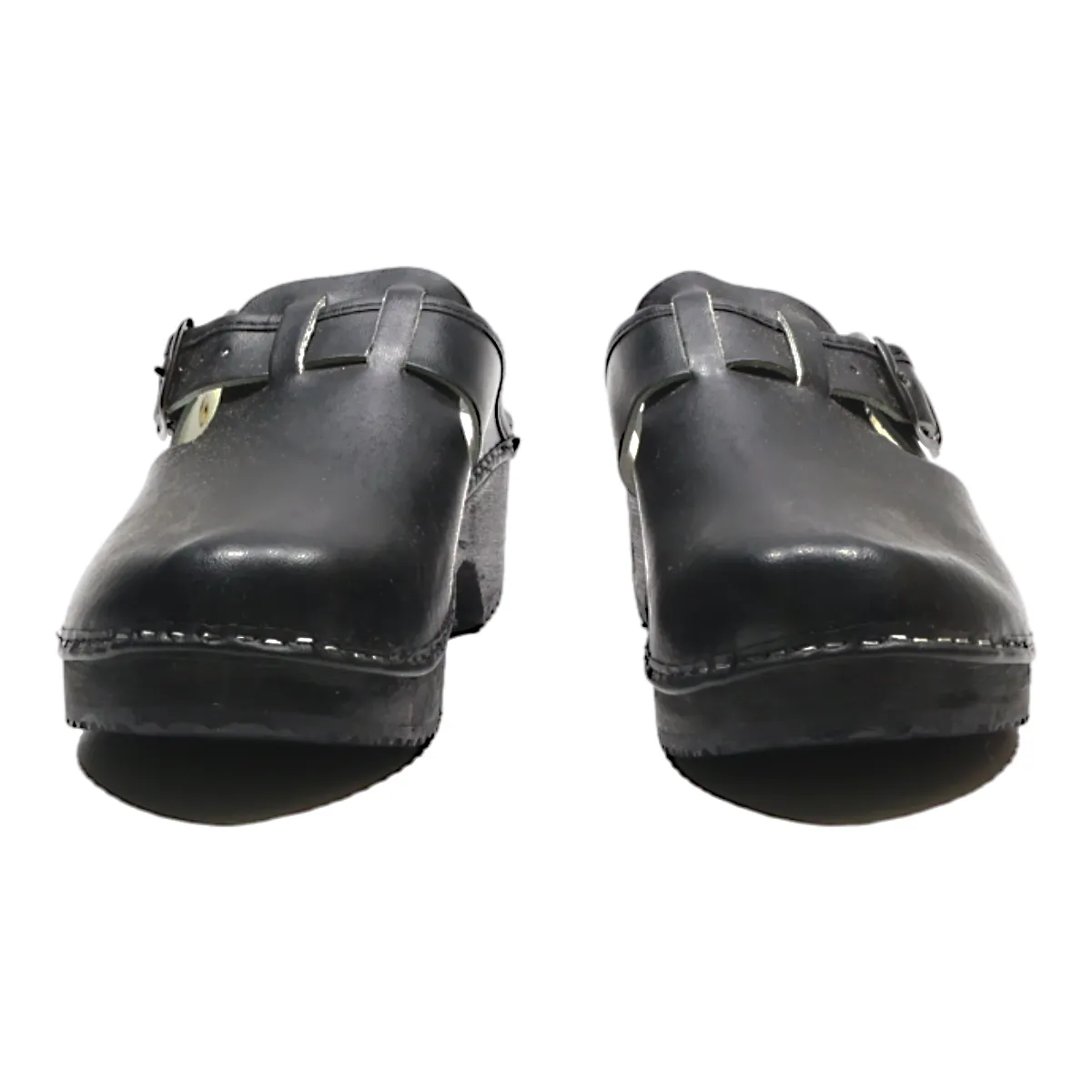 AM TOFFELN Clog Shoes Black Leather Womens UK 9