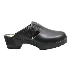 AM TOFFELN Clog Shoes Black Leather Womens UK 9