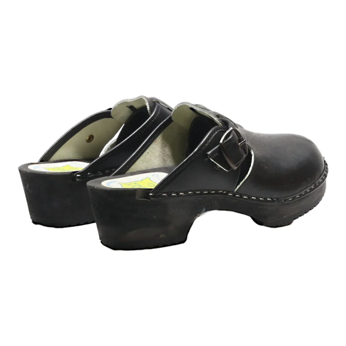 AM TOFFELN Clog Shoes Black Leather Womens UK 9