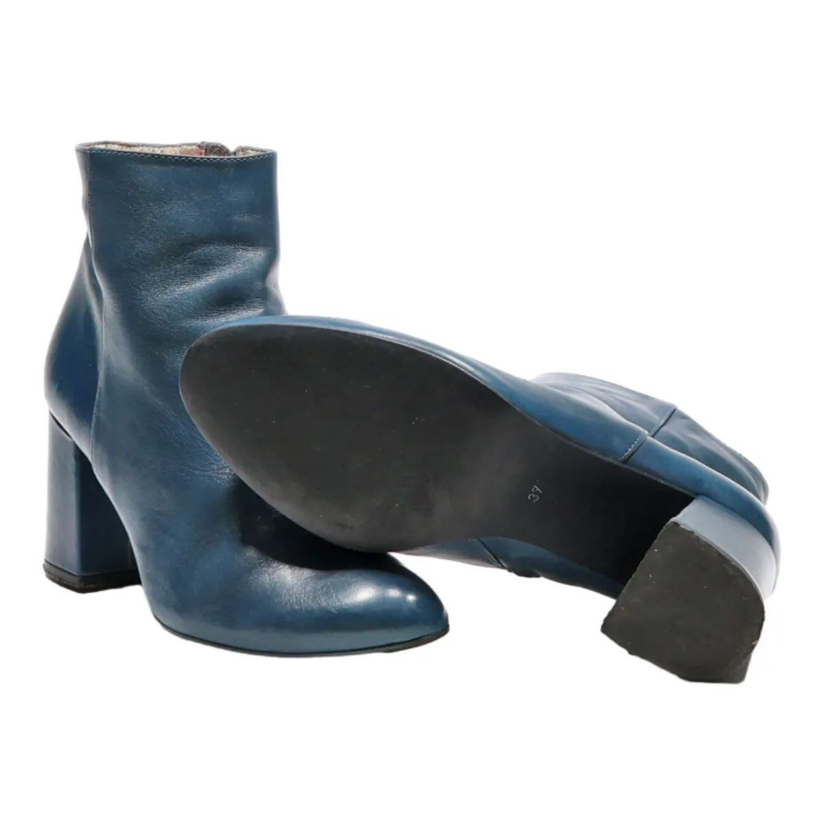 Ankle Boots Blue Leather Womens UK 4