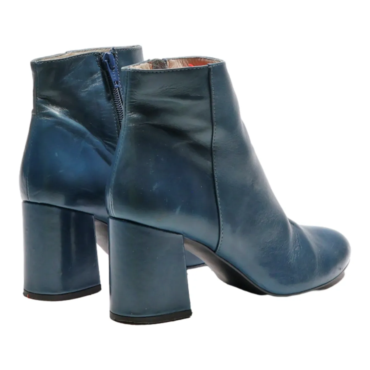 Ankle Boots Blue Leather Womens UK 4