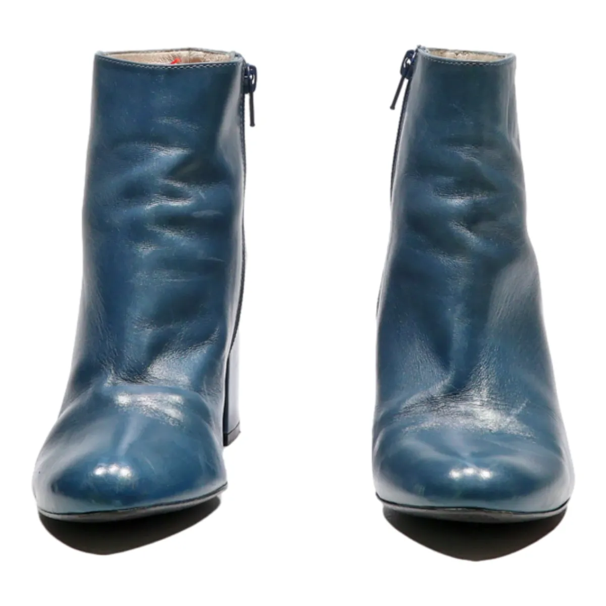 Ankle Boots Blue Leather Womens UK 4