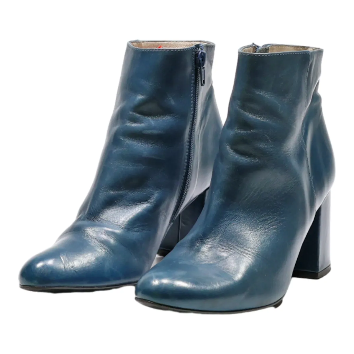 Ankle Boots Blue Leather Womens UK 4