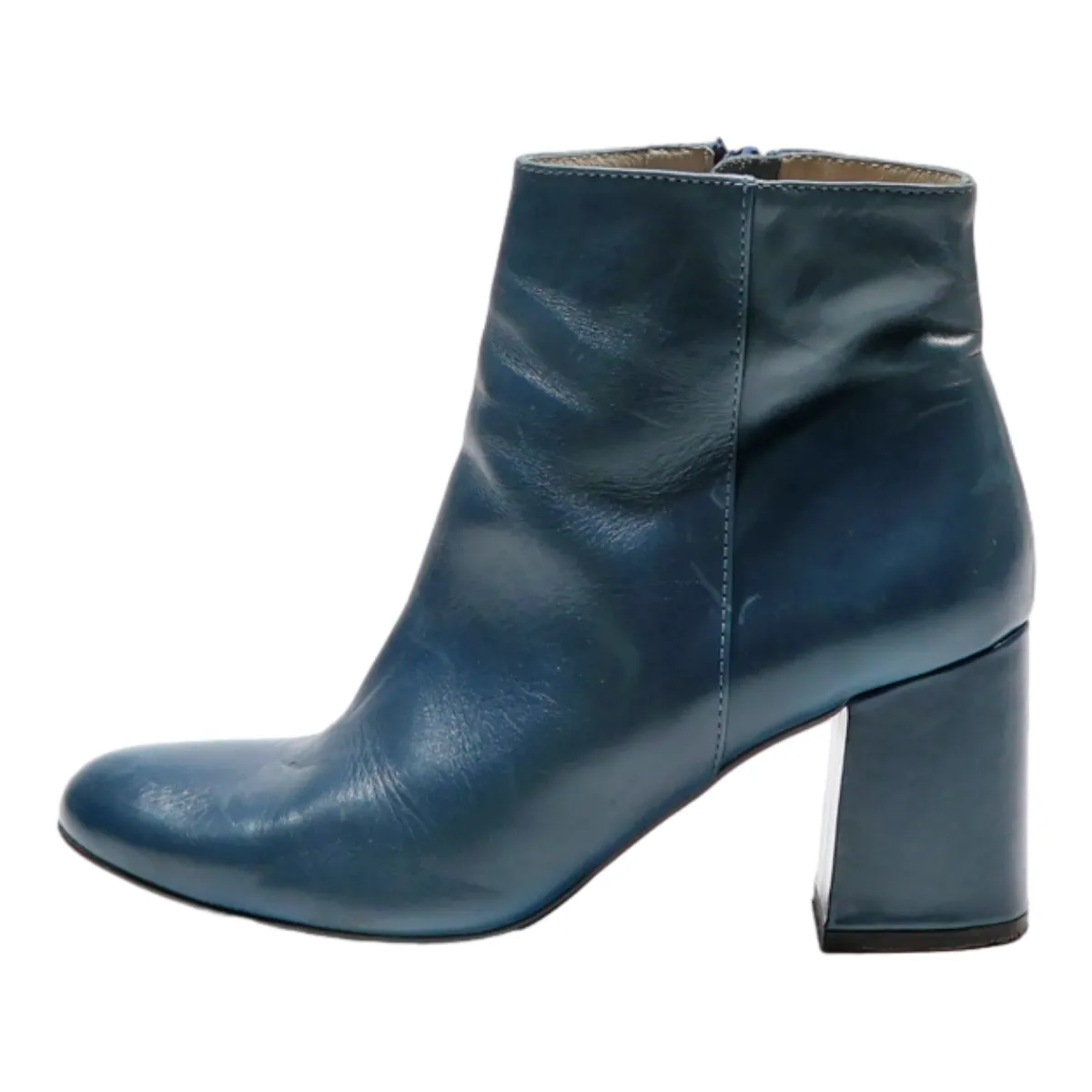 Ankle Boots Blue Leather Womens UK 4
