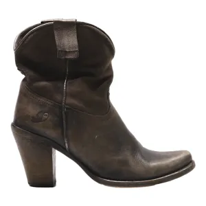 Ankle Boots Brown Leather Womens UK 4