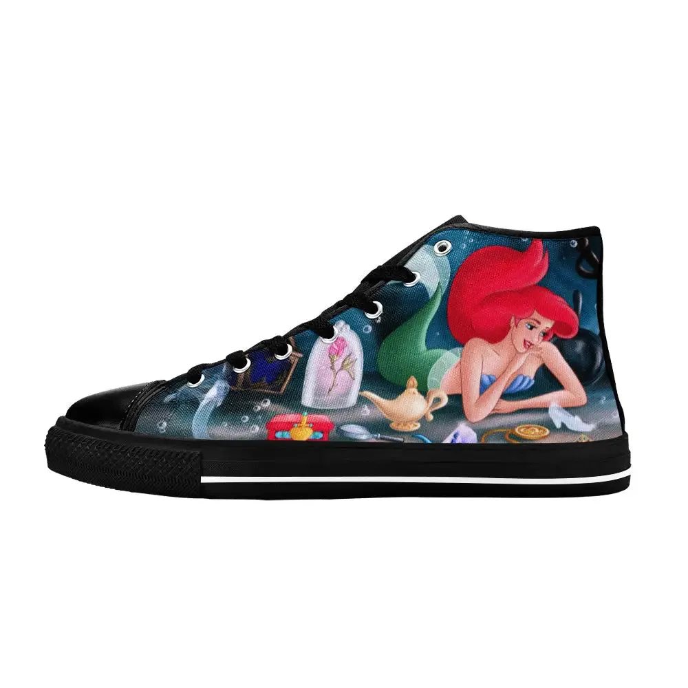 Ariel The Little Mermaid Shoes High Top Sneakers for Kids and Adults
