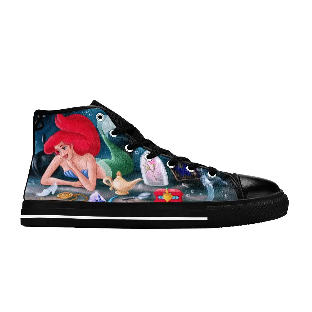 Ariel The Little Mermaid Shoes High Top Sneakers for Kids and Adults
