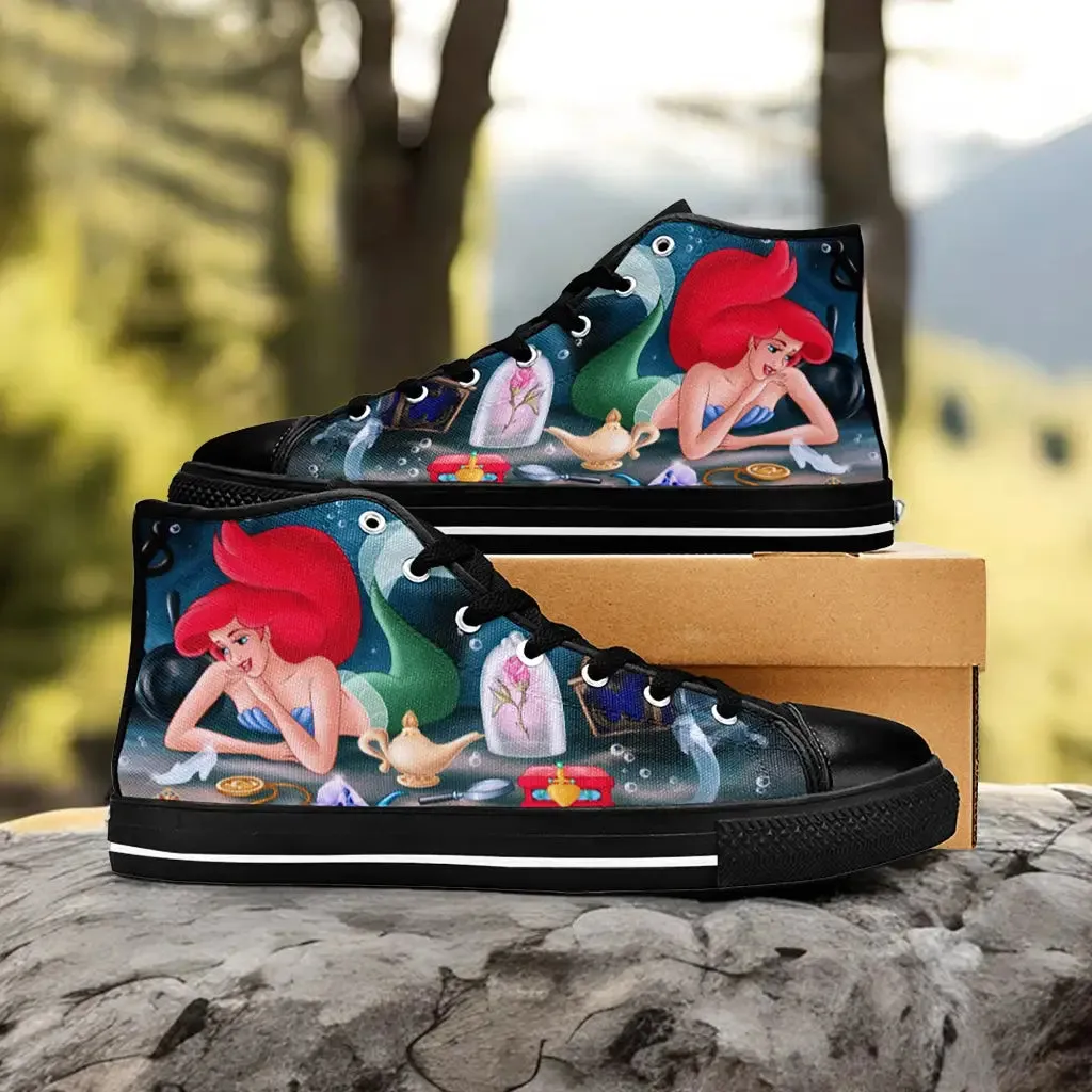 Ariel The Little Mermaid Shoes High Top Sneakers for Kids and Adults