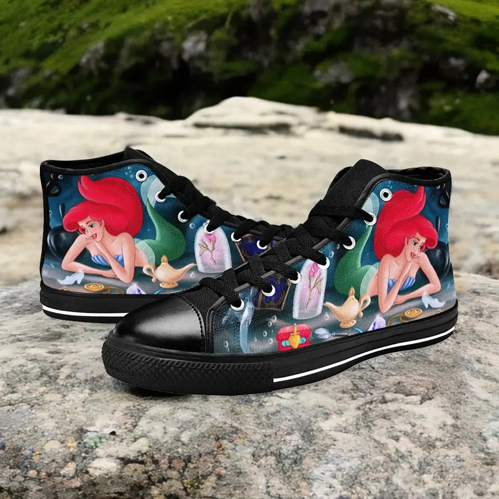 Ariel The Little Mermaid Shoes High Top Sneakers for Kids and Adults