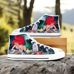 Ariel The Little Mermaid Shoes High Top Sneakers for Kids and Adults