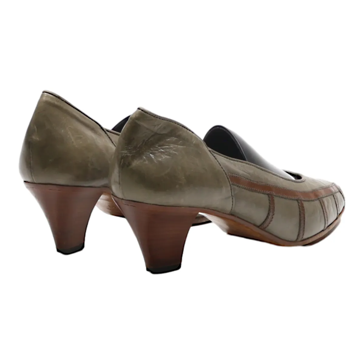 AROLA Court Heels Grey Leather Womens UK 7