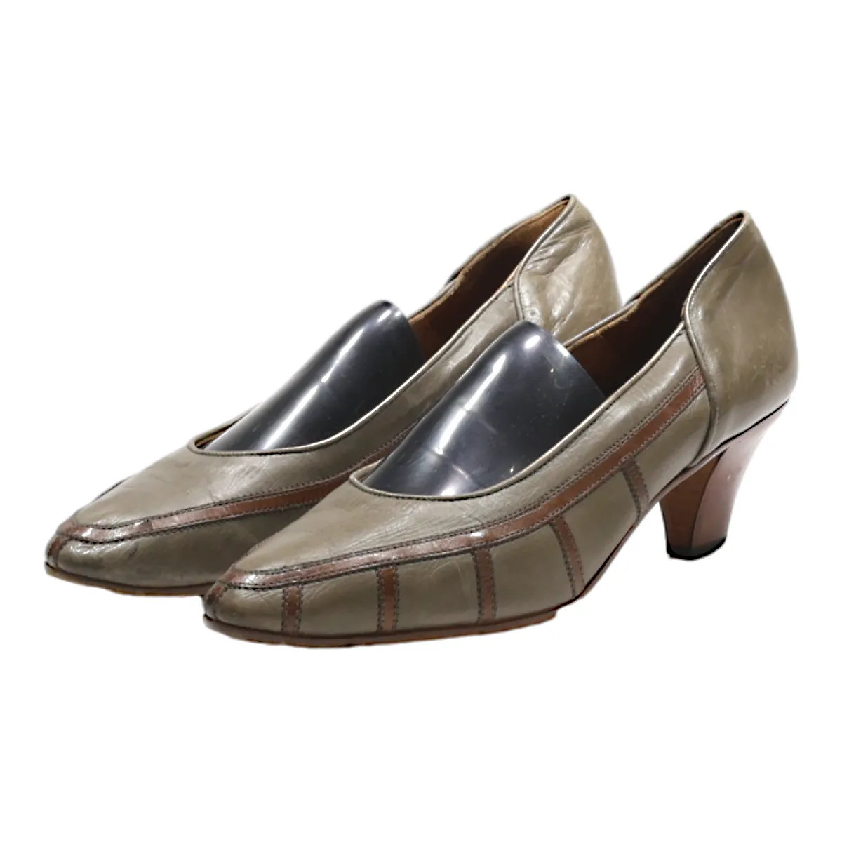 AROLA Court Heels Grey Leather Womens UK 7