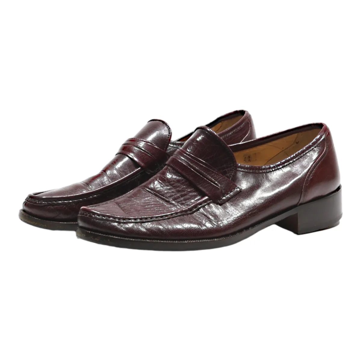 AROLA Loafer Shoes Maroon Leather Womens UK 8