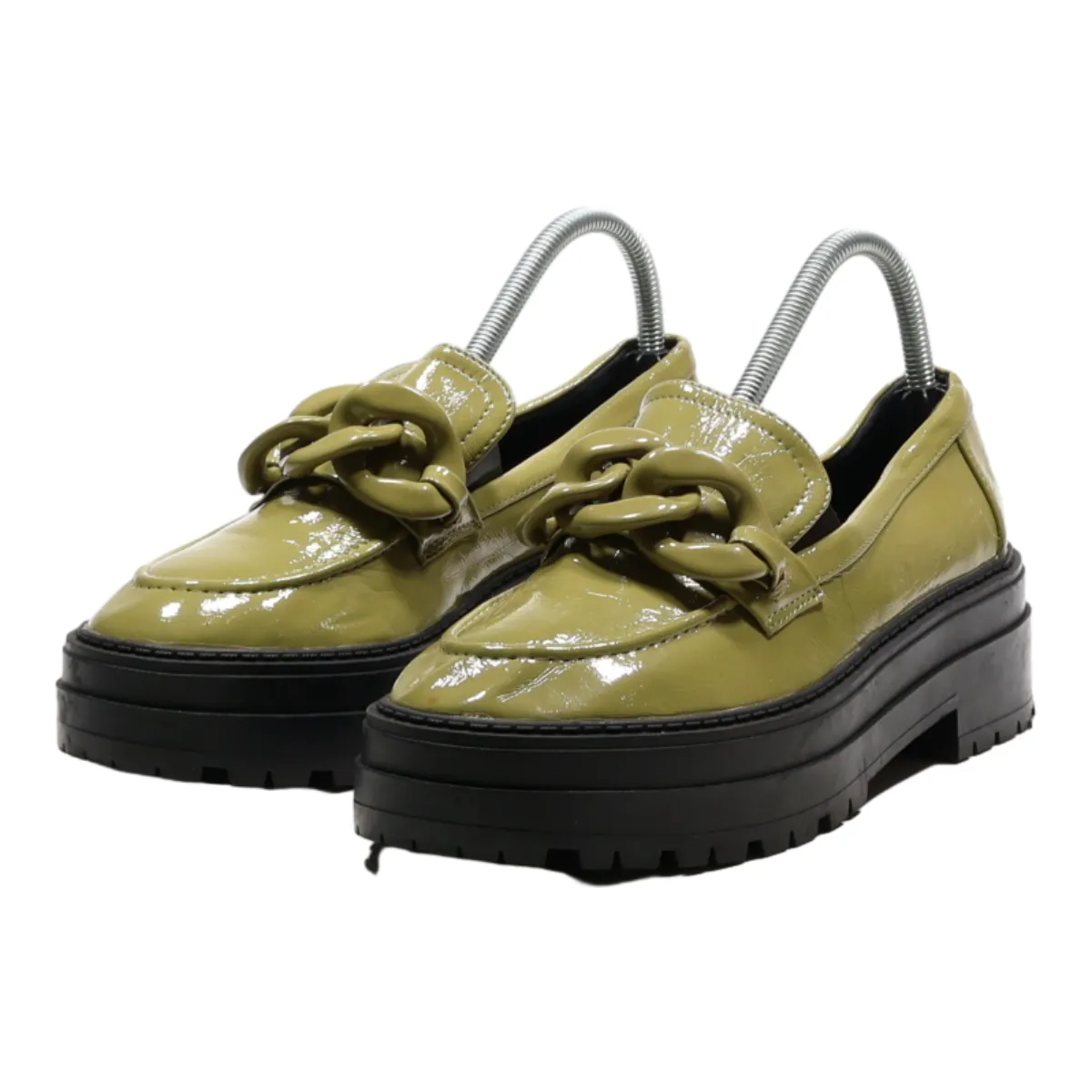 ASOS Platform Loafer Shoes Green Synthetic Womens UK 6