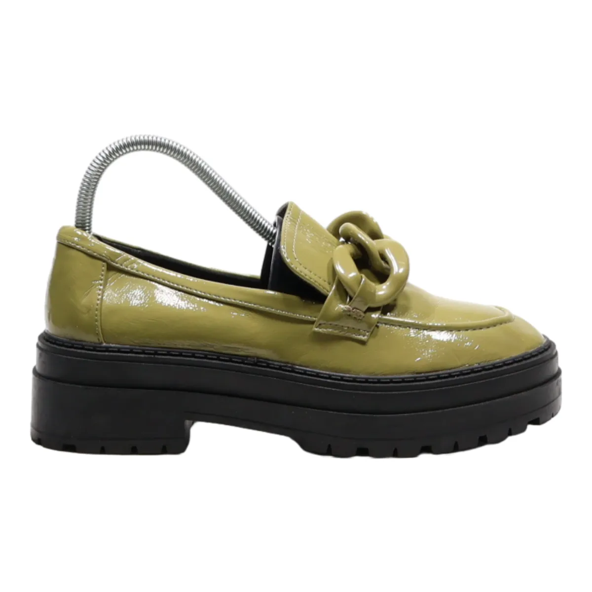 ASOS Platform Loafer Shoes Green Synthetic Womens UK 6