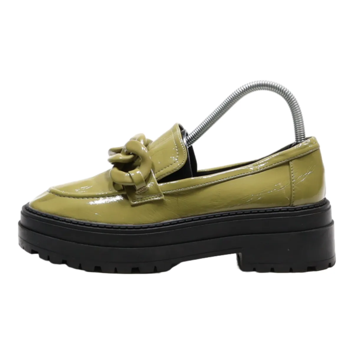 ASOS Platform Loafer Shoes Green Synthetic Womens UK 6