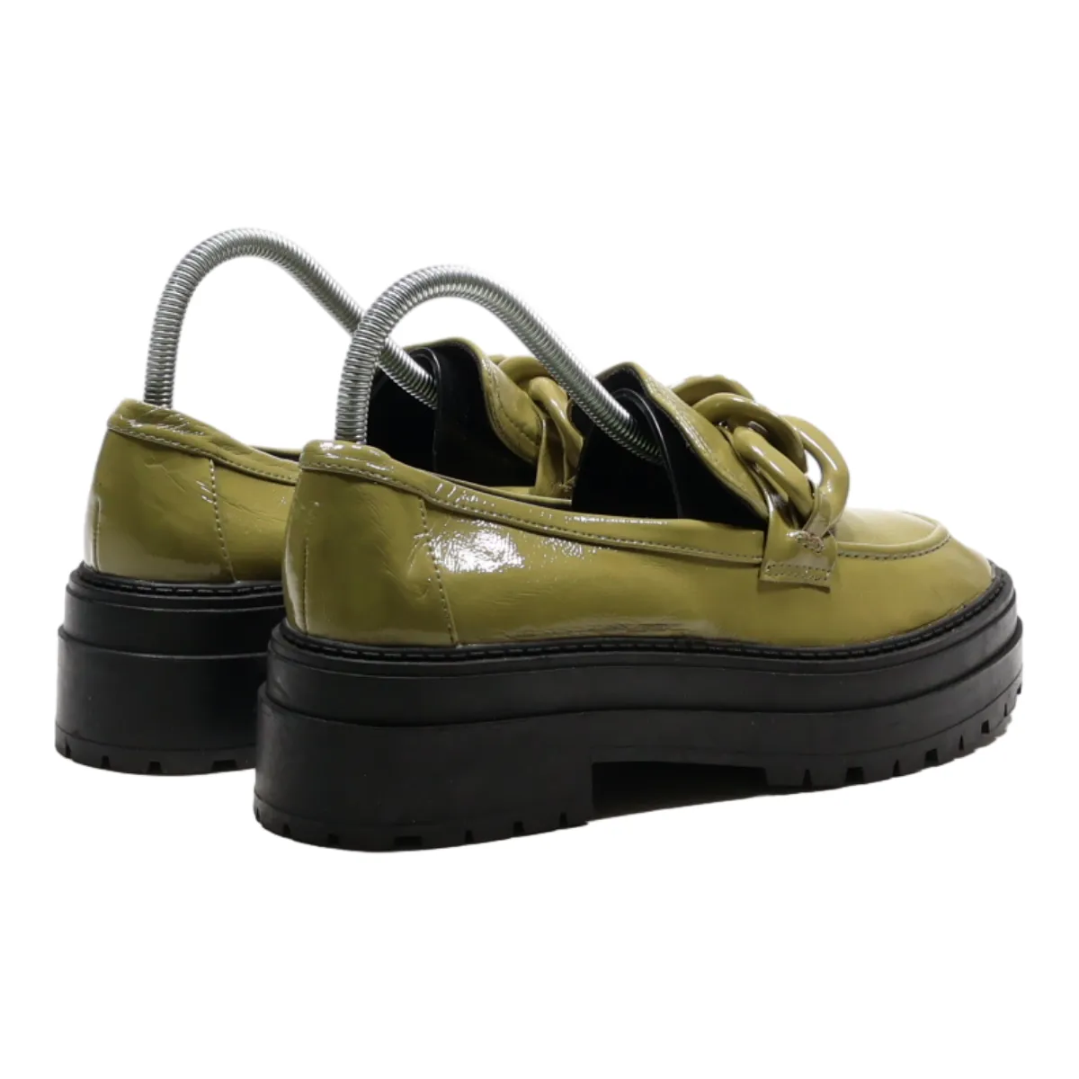ASOS Platform Loafer Shoes Green Synthetic Womens UK 6