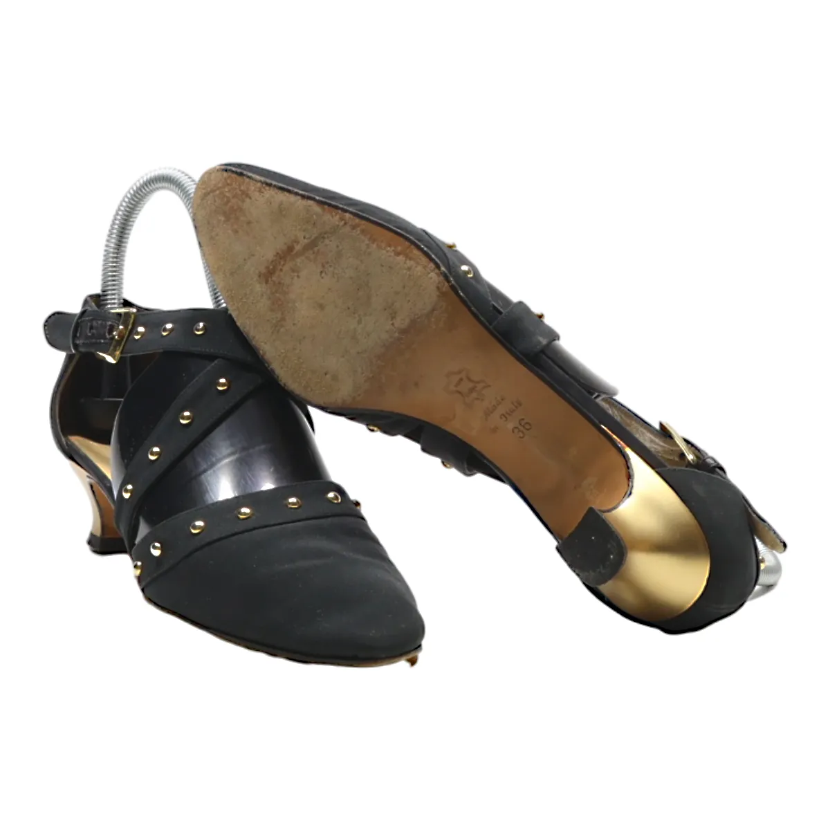 BALDININI Kitten Heels Black Leather Womens UK 3