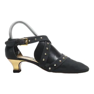 BALDININI Kitten Heels Black Leather Womens UK 3