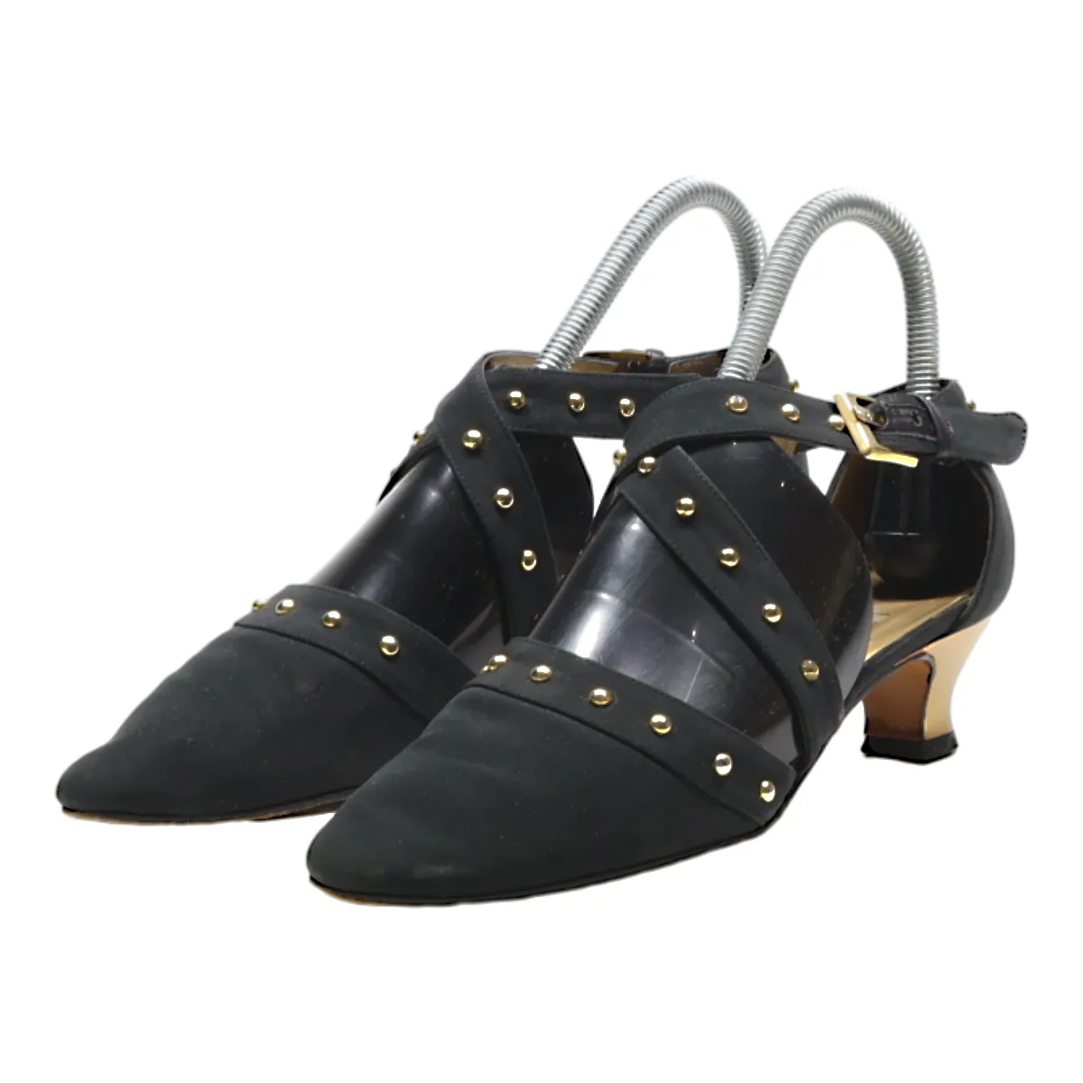 BALDININI Kitten Heels Black Leather Womens UK 3