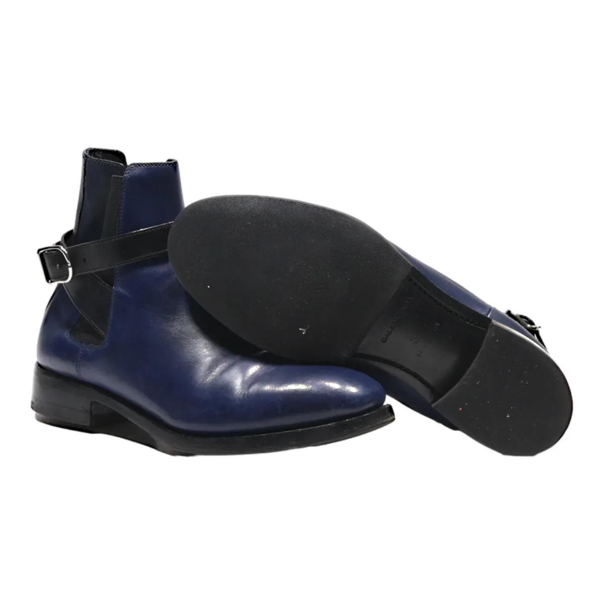BALENCIAGA Chelsea Boots Blue Leather Womens UK 4.5