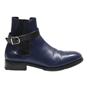 BALENCIAGA Chelsea Boots Blue Leather Womens UK 4.5