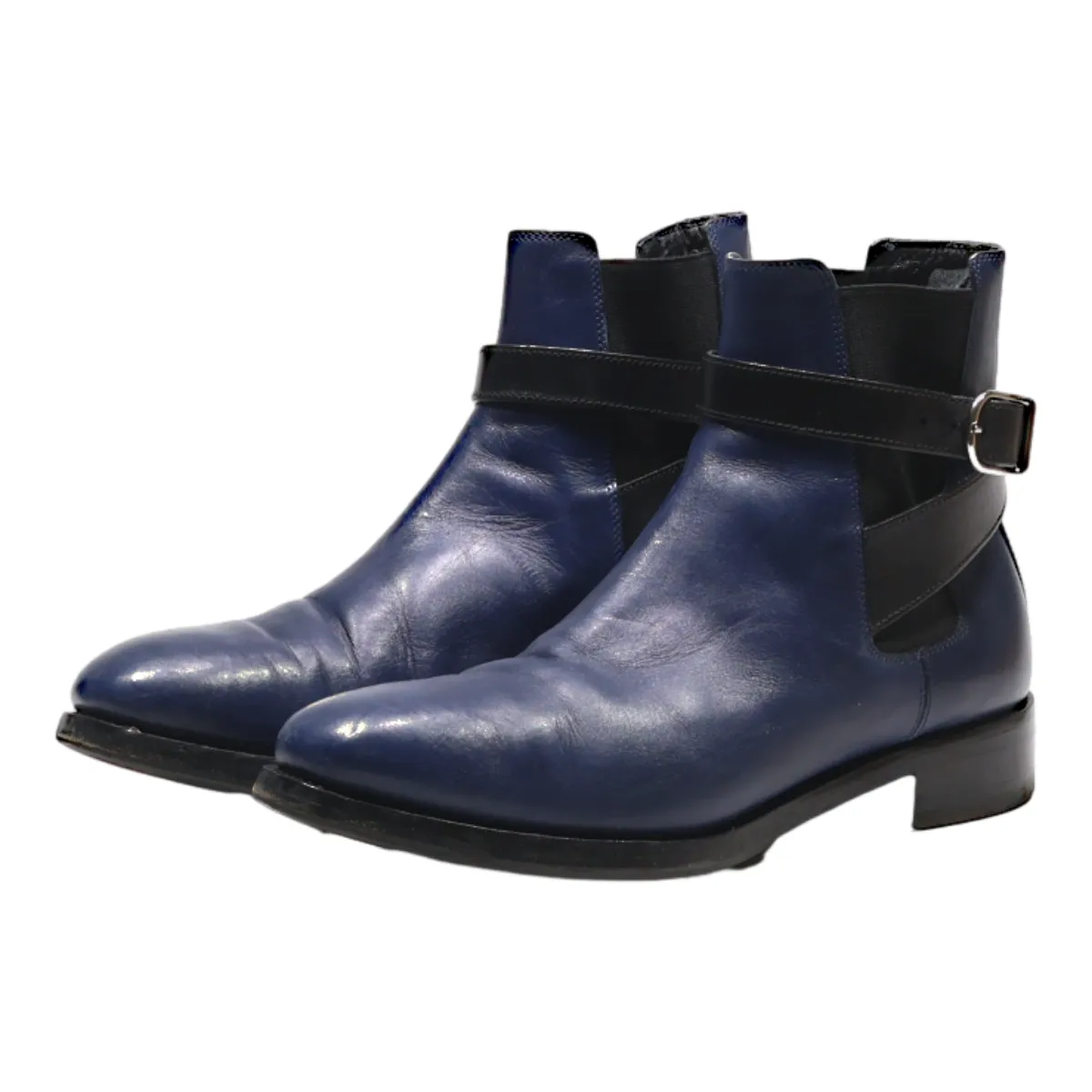 BALENCIAGA Chelsea Boots Blue Leather Womens UK 4.5