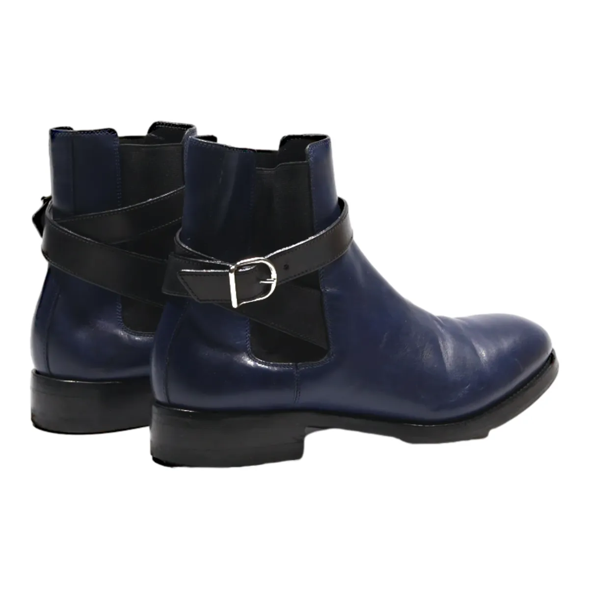 BALENCIAGA Chelsea Boots Blue Leather Womens UK 4.5