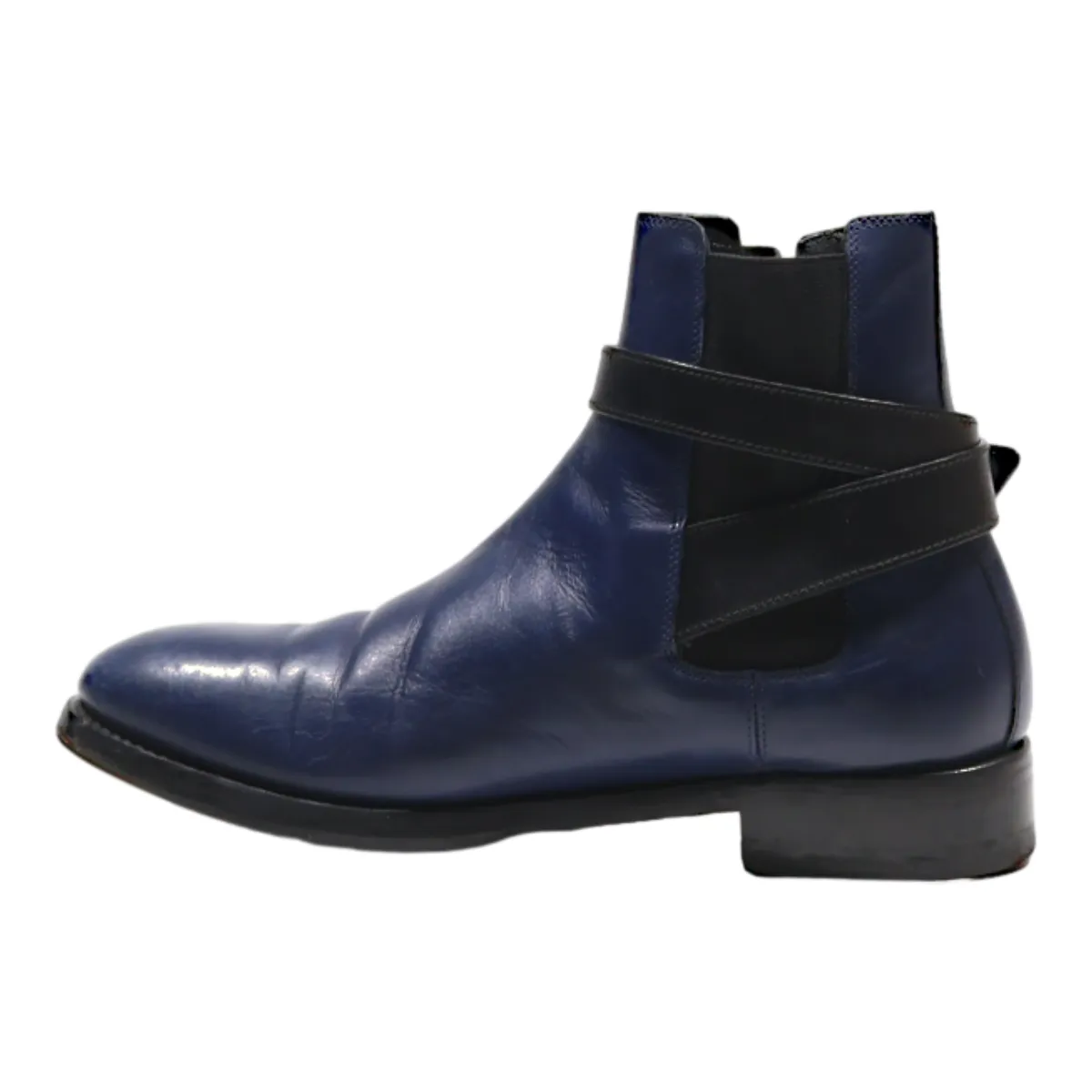 BALENCIAGA Chelsea Boots Blue Leather Womens UK 4.5
