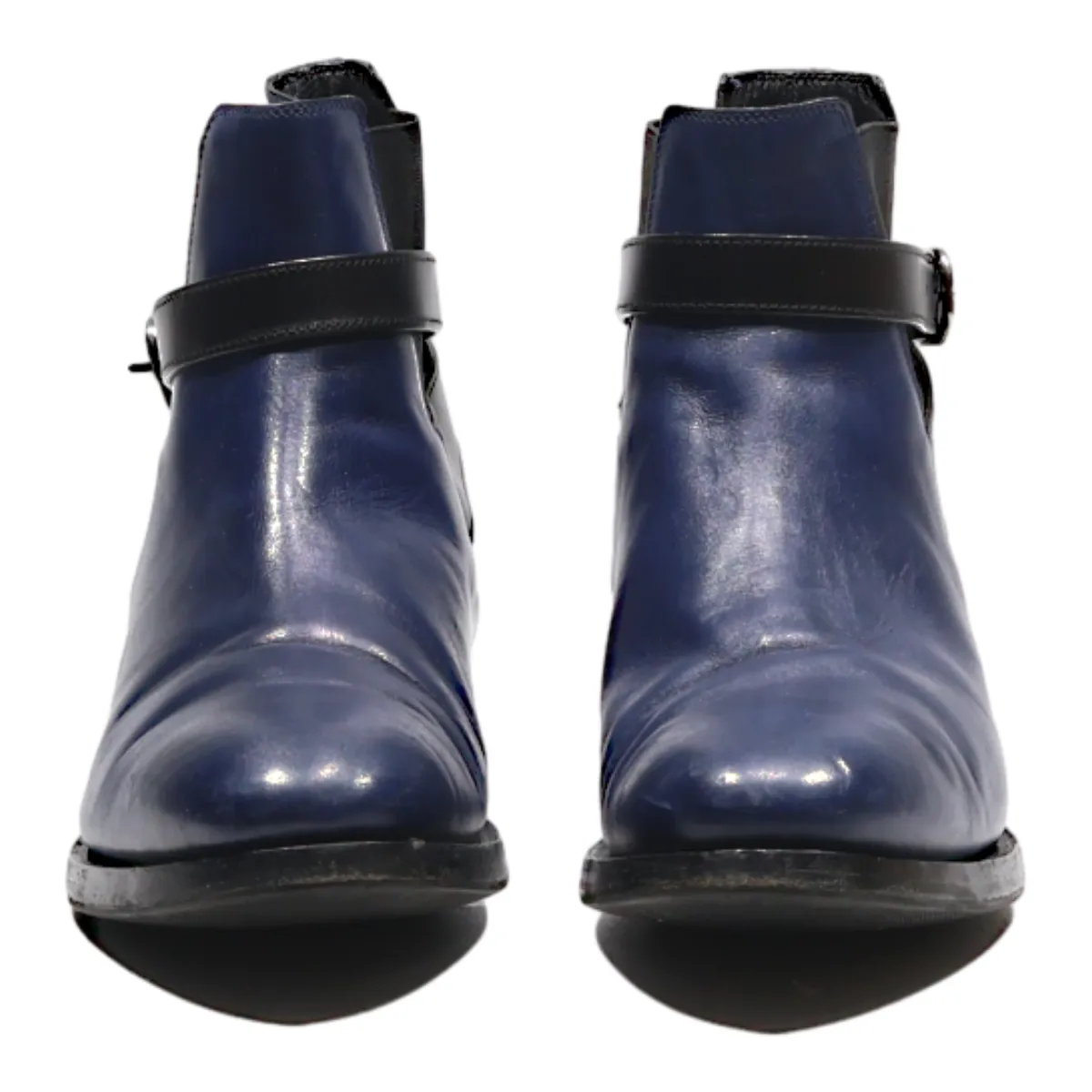 BALENCIAGA Chelsea Boots Blue Leather Womens UK 4.5