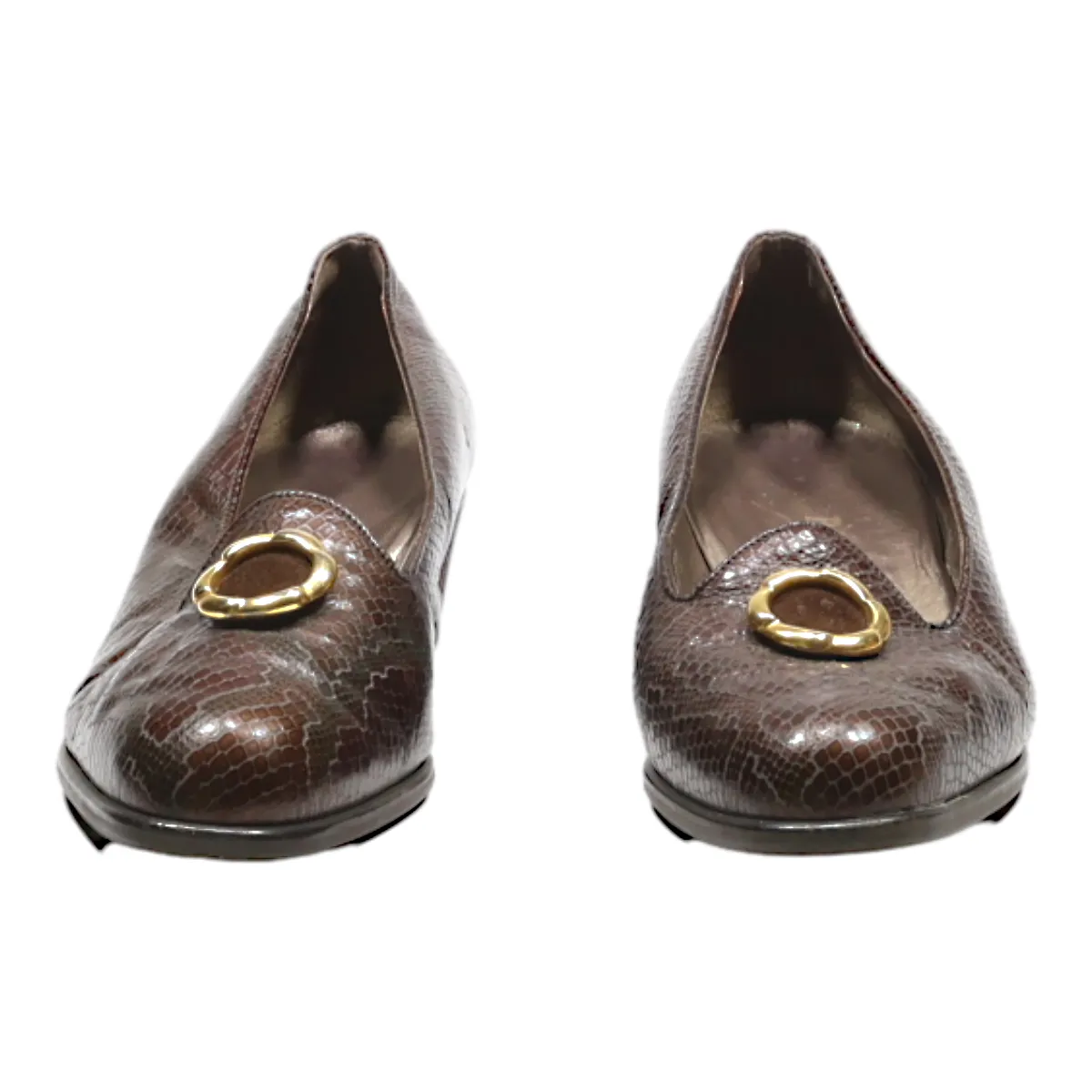 BALLY Ballet Shoes Brown Leather Womens UK 3.5