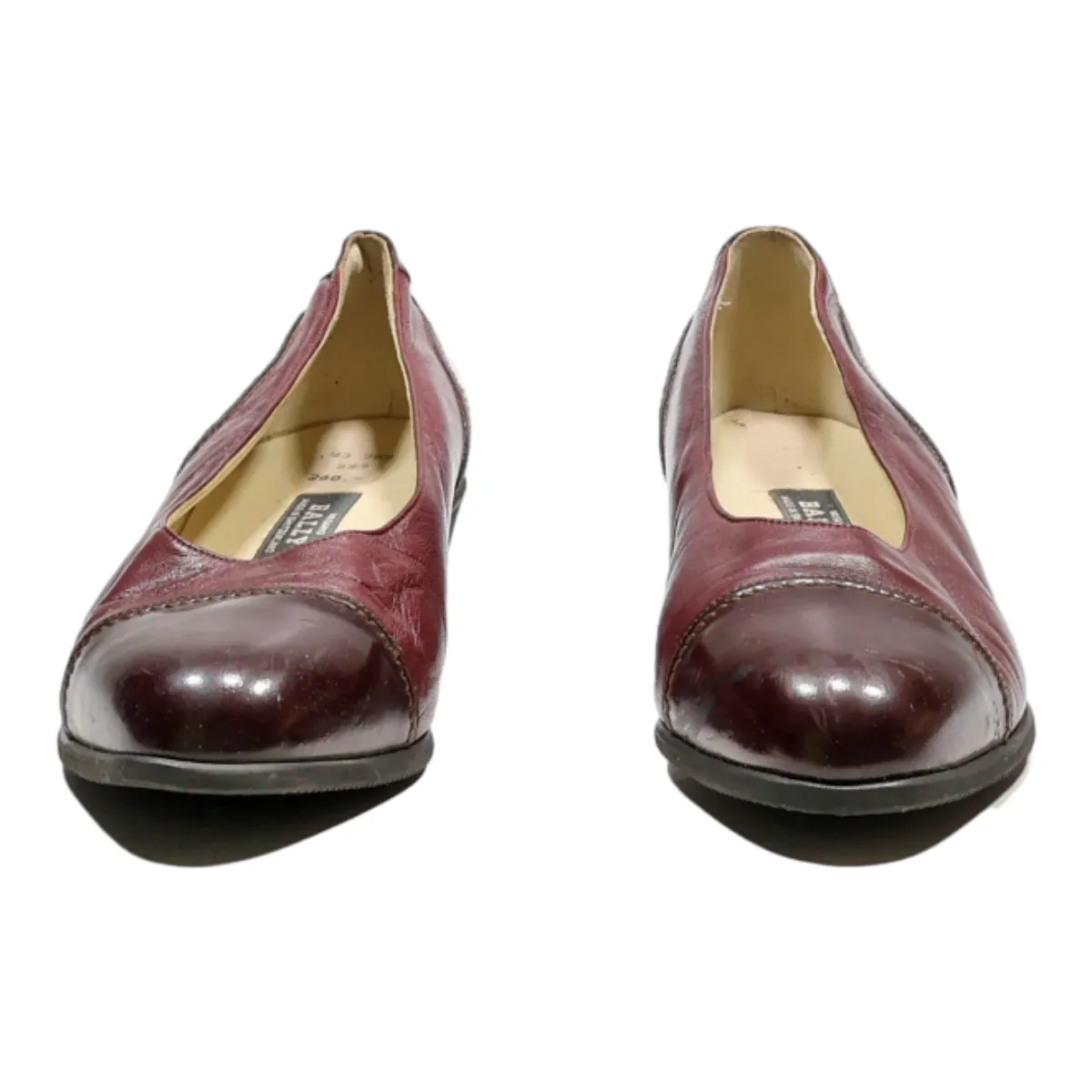BALLY Ballet Shoes Maroon Leather Womens UK 7
