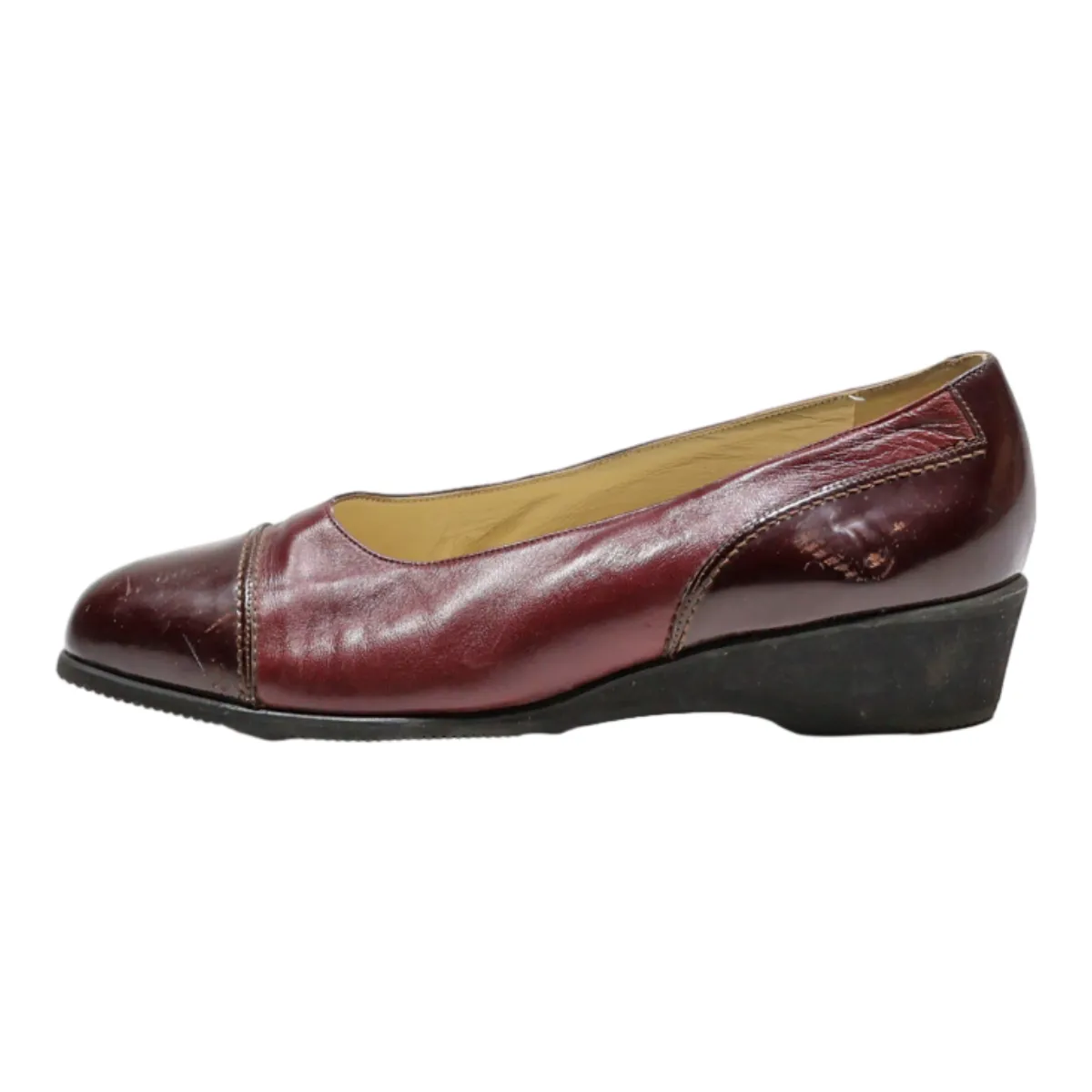 BALLY Ballet Shoes Maroon Leather Womens UK 7